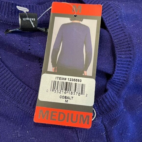 NWT Nicole Miller Button Front Cardigan Cobalt Blue with Metallic Silver Size M - Picture 6 of 12